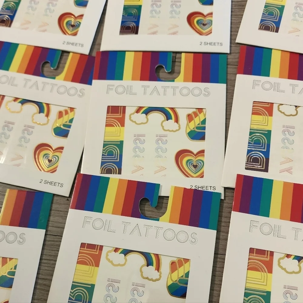 10x Rainbow Foil Tattoos - 2 Sheets EACH New